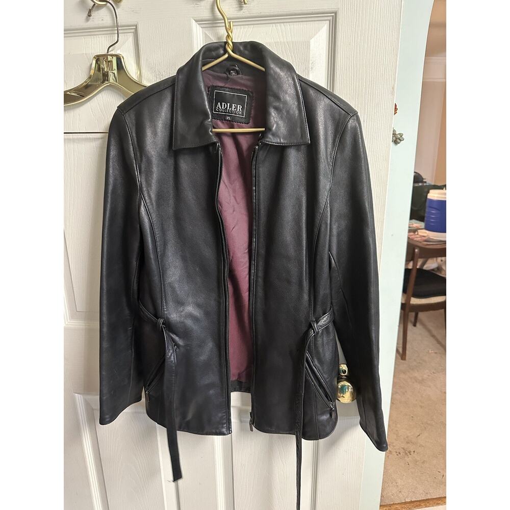 Adler 90s Lambskin Leather Jacket Petite VNT 90s Black Belt 36-38w Fits Small